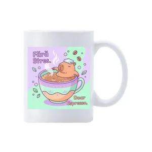 Cană Fără Stres – cană comică cu capybara