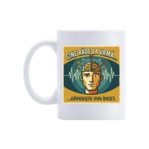 Cană Cine râde la urmă – cană comică ironică