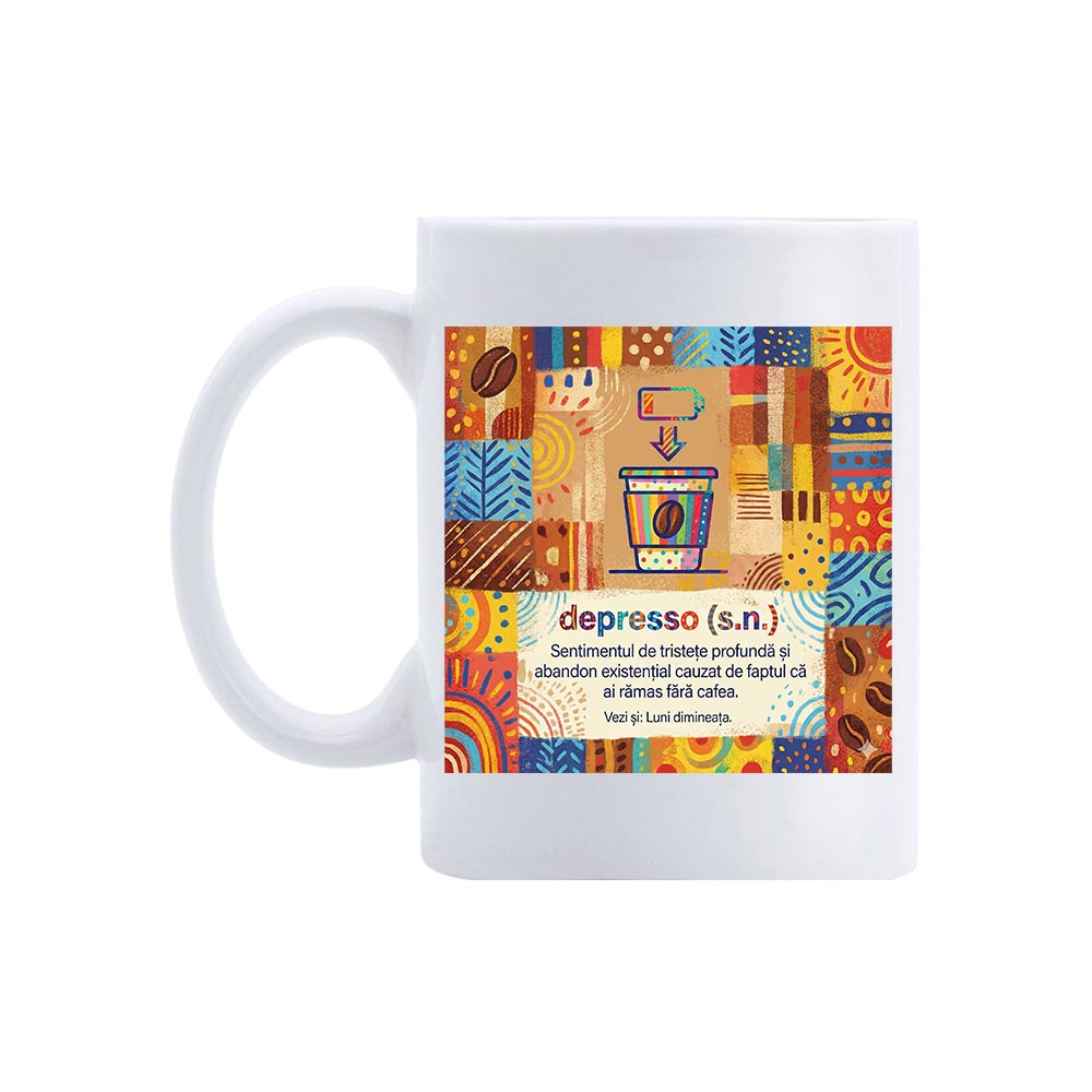Cană Definiție DEPRESSO 1 Cană Definiție DEPRESSO – cană comică minimalistă