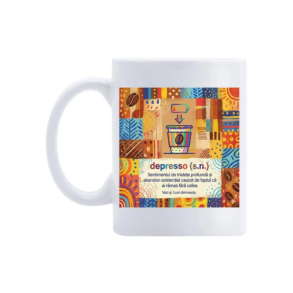 Cană Definiție DEPRESSO 1 Cană Definiție DEPRESSO – cană comică minimalistă