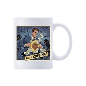 Cană Erou COFEINA – cană comică cu mesaj despre cafeină