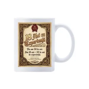 Cană 18 ani plus... – cană personalizată aniversară