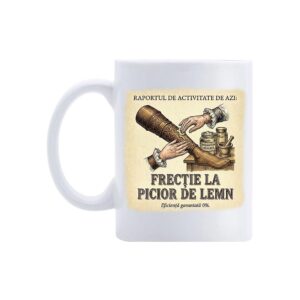 Cană Frectie la un picior de lemn – cană comică ceramică