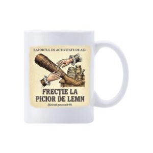Cană Frectie la un picior de lemn – cană comică ceramică