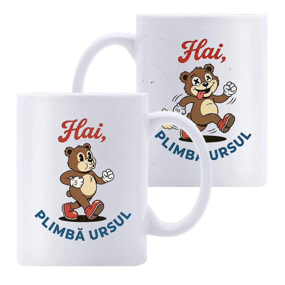 Cană Plimbă Ursul 1 Cană Plimbă Ursul – cană comică stil cartoon