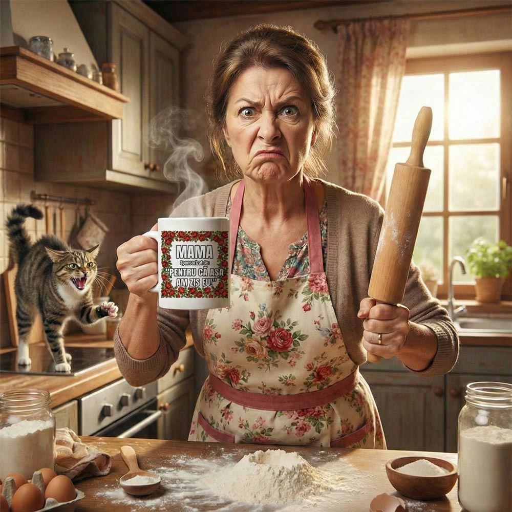 Cană Sponsored by MAMA 1 Cană Sponsored by MAMA – cană comică cu mesaj matern
