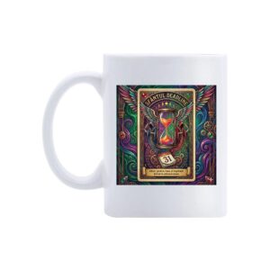 Cană Tarot Sfântul Deadline – cană tarot corporatist