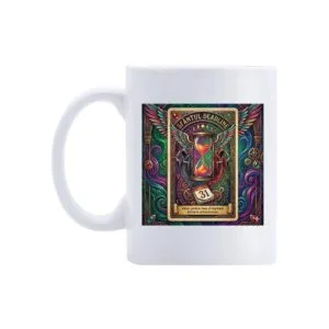Cană Tarot Sfântul Deadline – cană tarot corporatist