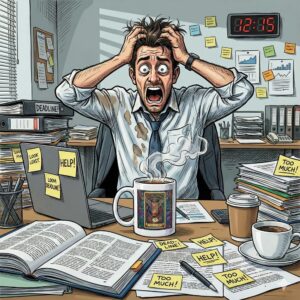 Cană Tarot Sfântul Deadline – cană tarot corporatist