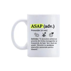 Cană Dicționar ASAP – cană comică ceramică