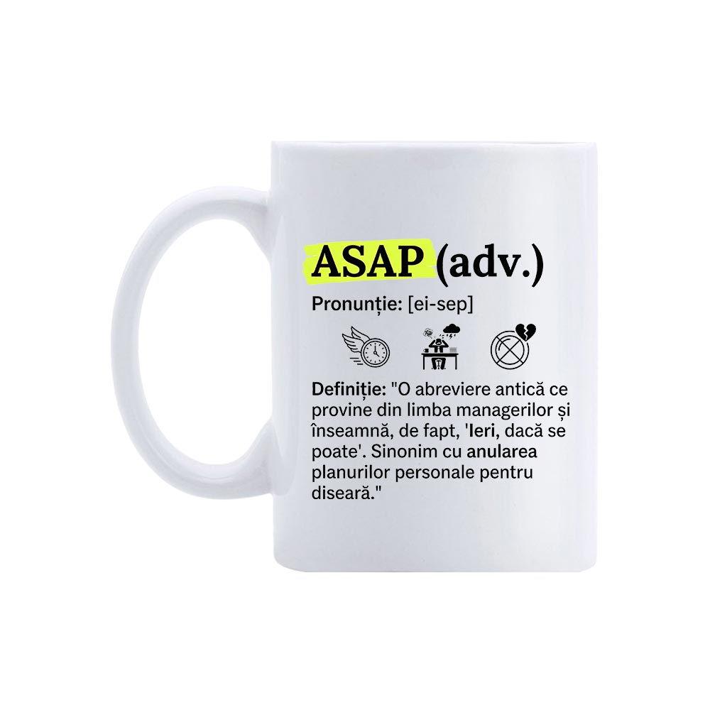 Cană Dicționar ASAP 1 Cană Dicționar ASAP – cană comică ceramică