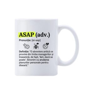 Cană Dicționar ASAP – cană comică ceramică