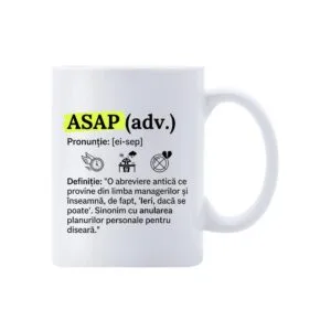 Cană Dicționar ASAP – cană comică ceramică