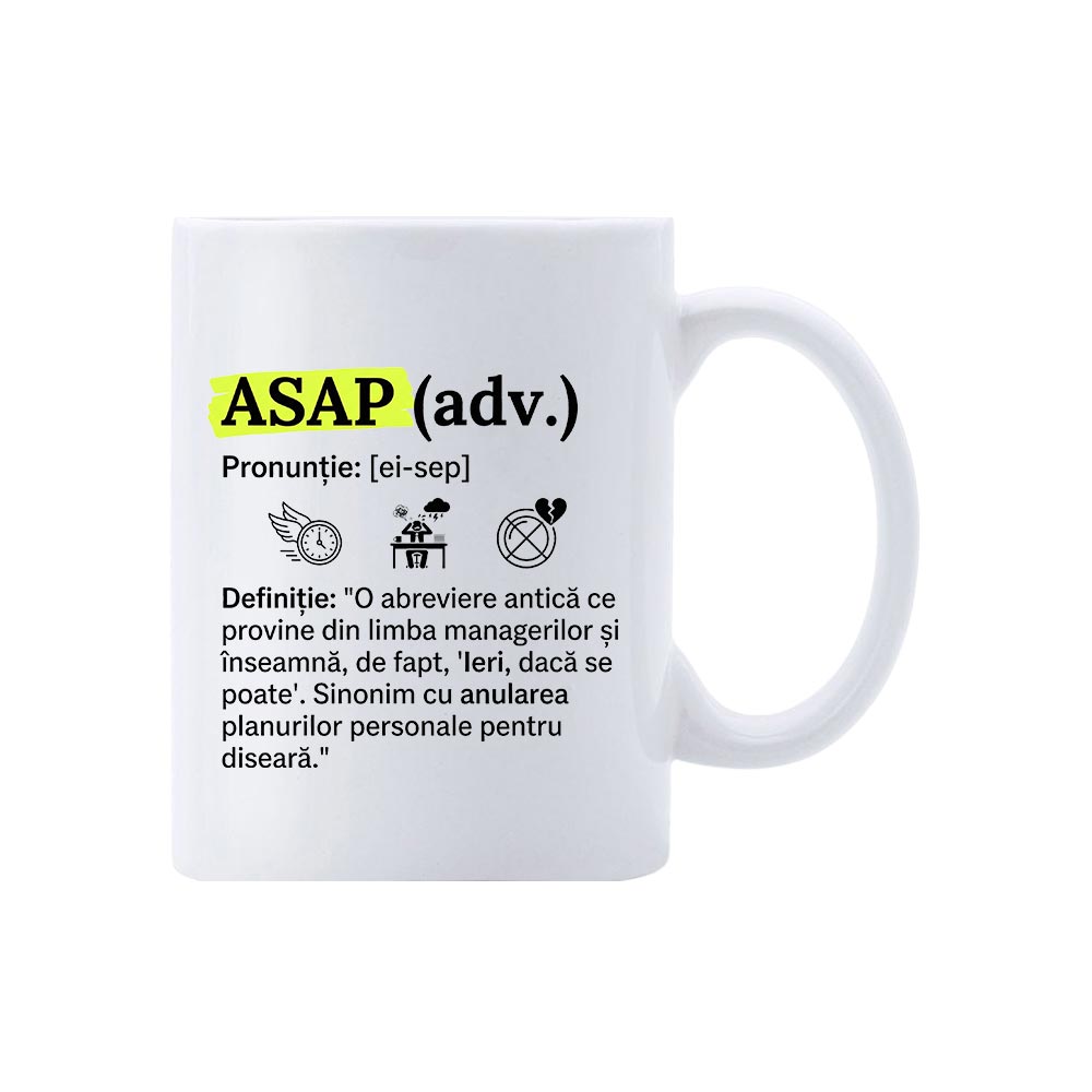 Cană Dicționar ASAP 2 Cană Dicționar ASAP – cană comică ceramică