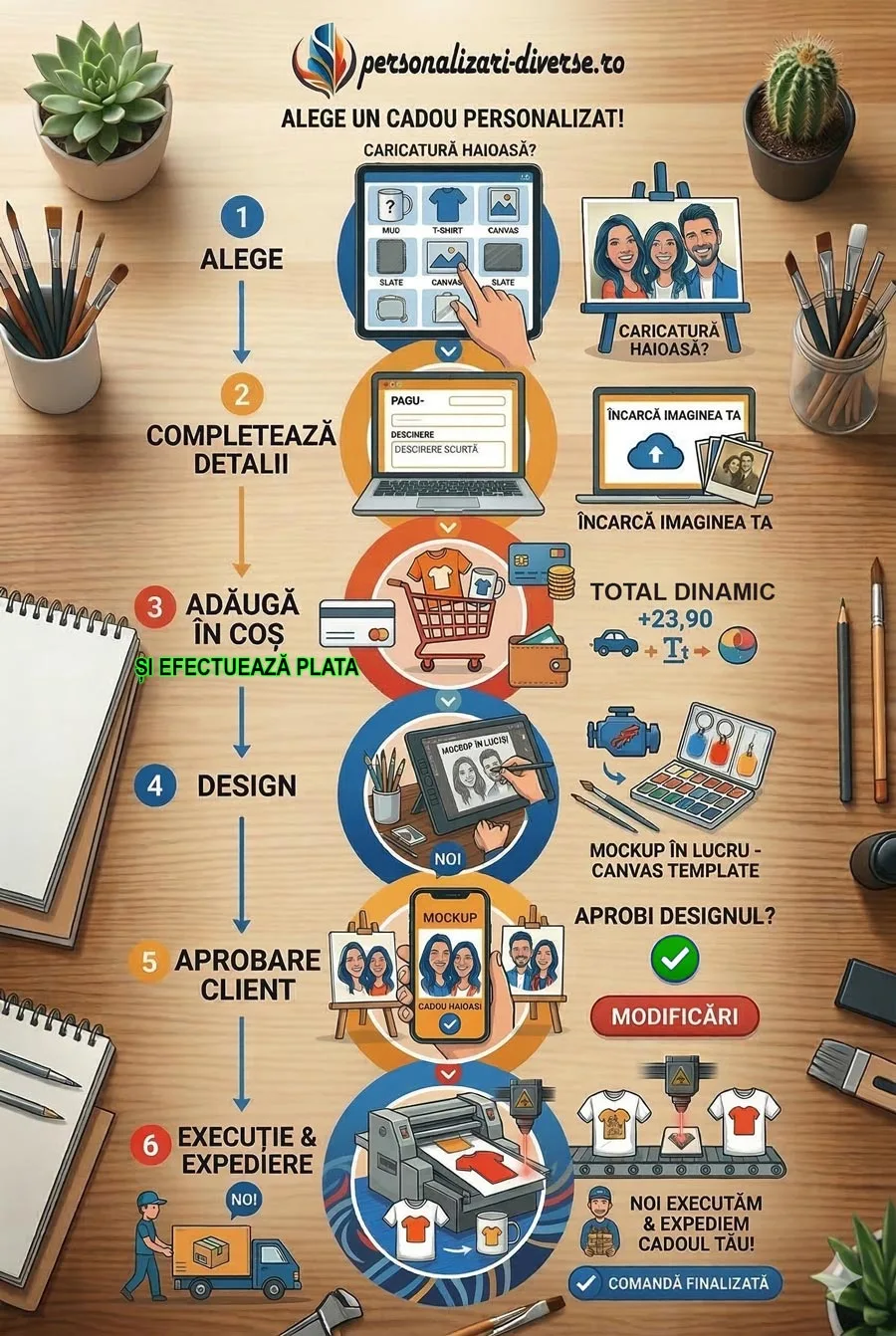 Cană cu personalizare ASISTATĂ 6 pasi comanda cu prelucrare asistata